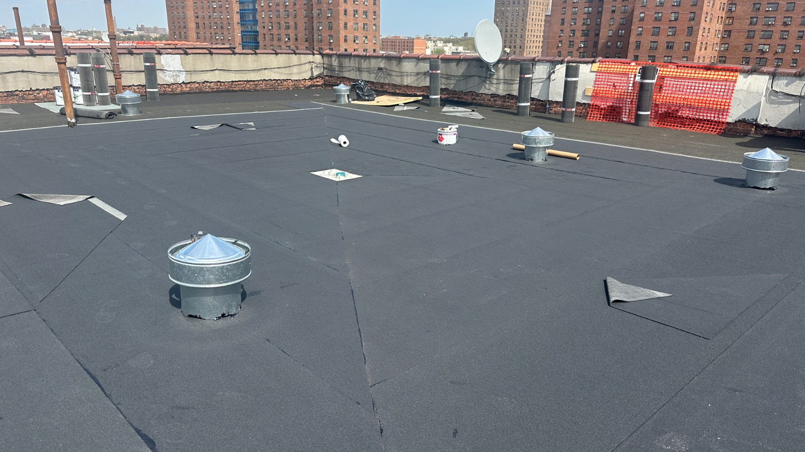 Completed roofing field reviewed around penetrations and vents