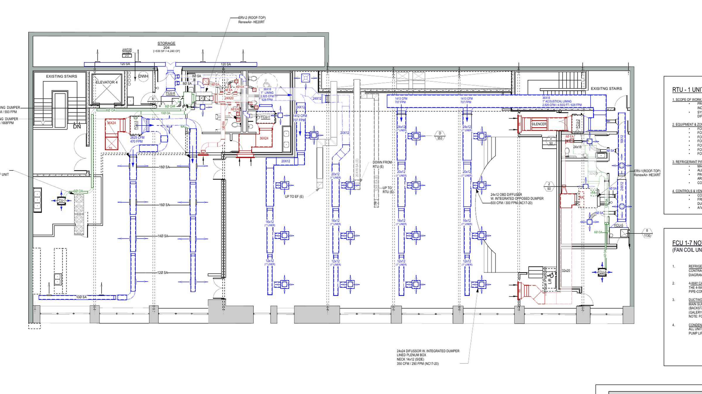 Mechanical plan for the City of New Rochelle Arts Center full MEP design