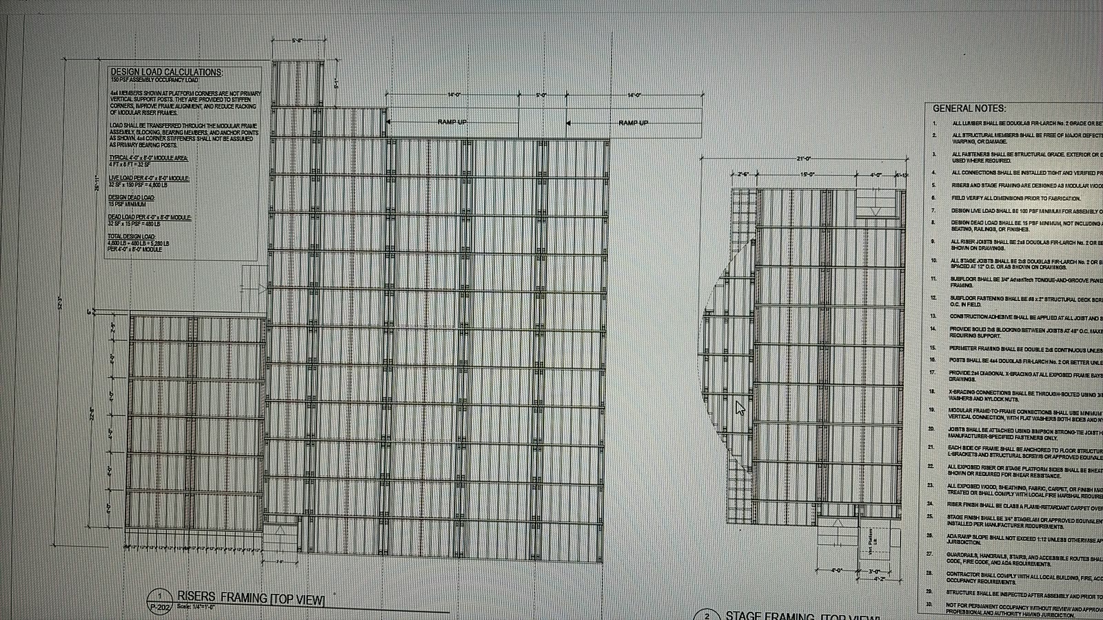 Stage framing and riser plan for the City of New Rochelle Arts Center